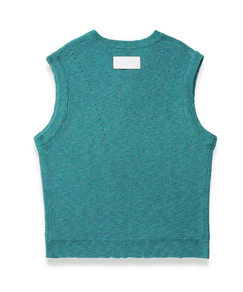 Doffjason Loose Fit Curly Knit Vest Teal Green