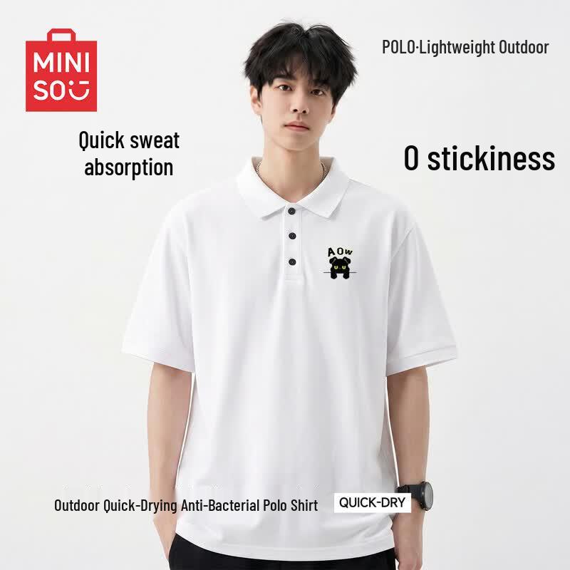 MINISO Men s Summer Lightweight Polo Shirt with Dog Logo L