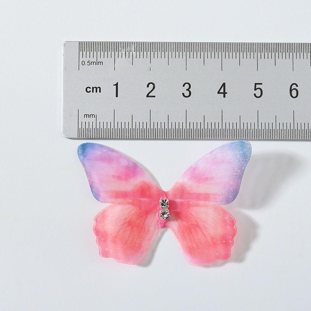 3D Organza Fabric Butterfly Appliques Gradient Color Clothes Sewing Patch  Bridal Hair Accessories