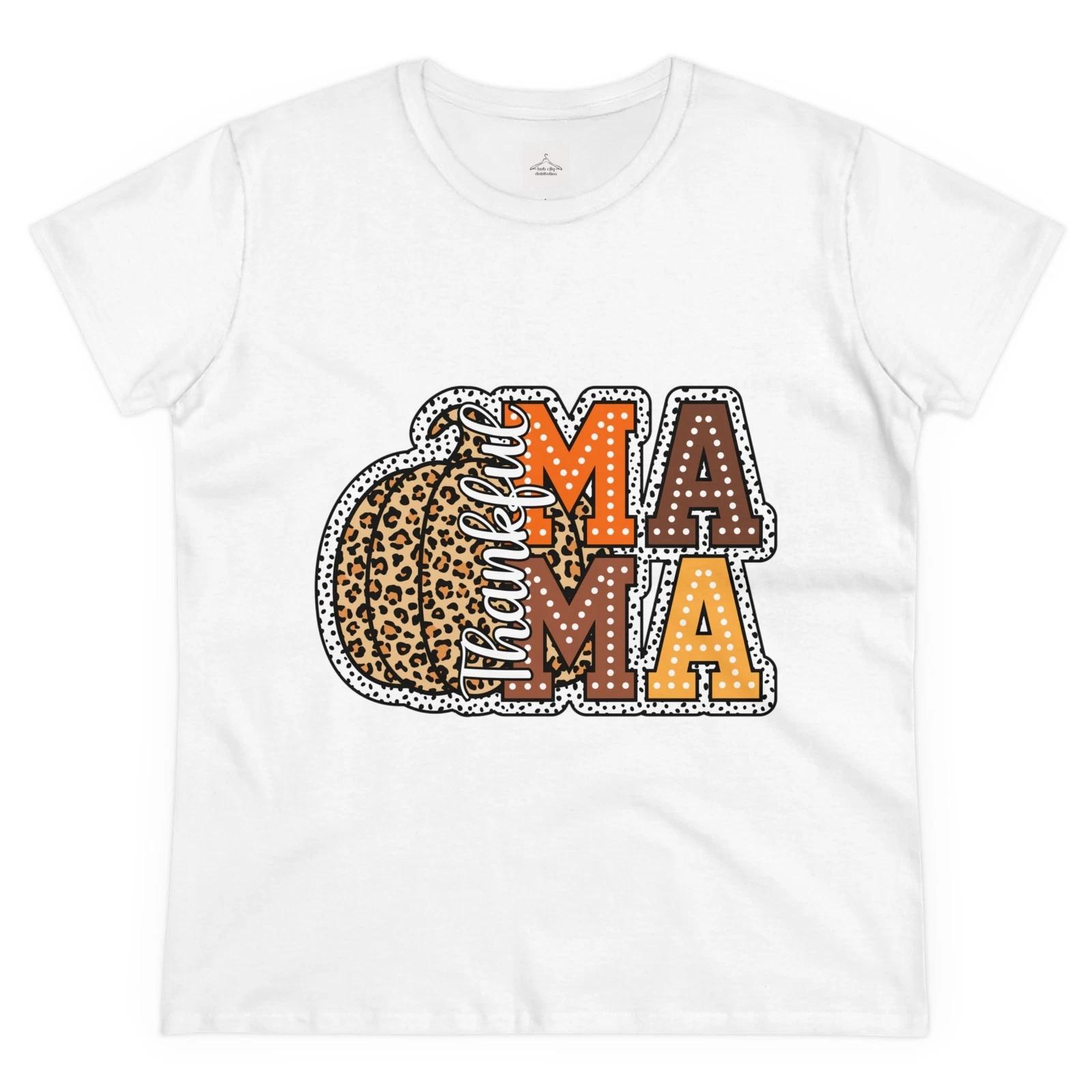 Thankful Mama Pumpkin Tee, Fall Fashion, Thanksgiving Shirt, Women s Casual Top, 4XL