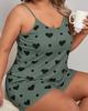 Plus Size Sexy Camisole Set: European & American Thin Printed Pajamas for Women