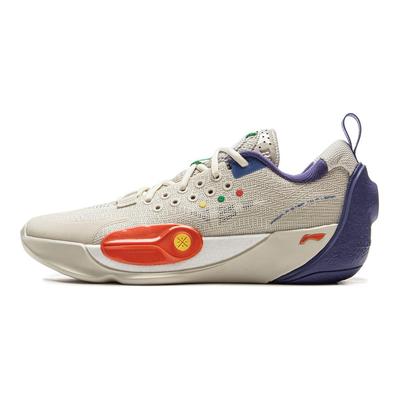 Li Ning Kids Basketball Fabric Simple Versatile Non-Slip Shock Absorbing Low-Top Basketball Shoes Kids Sneaker Silver-Birch-Gray YKBV048-3