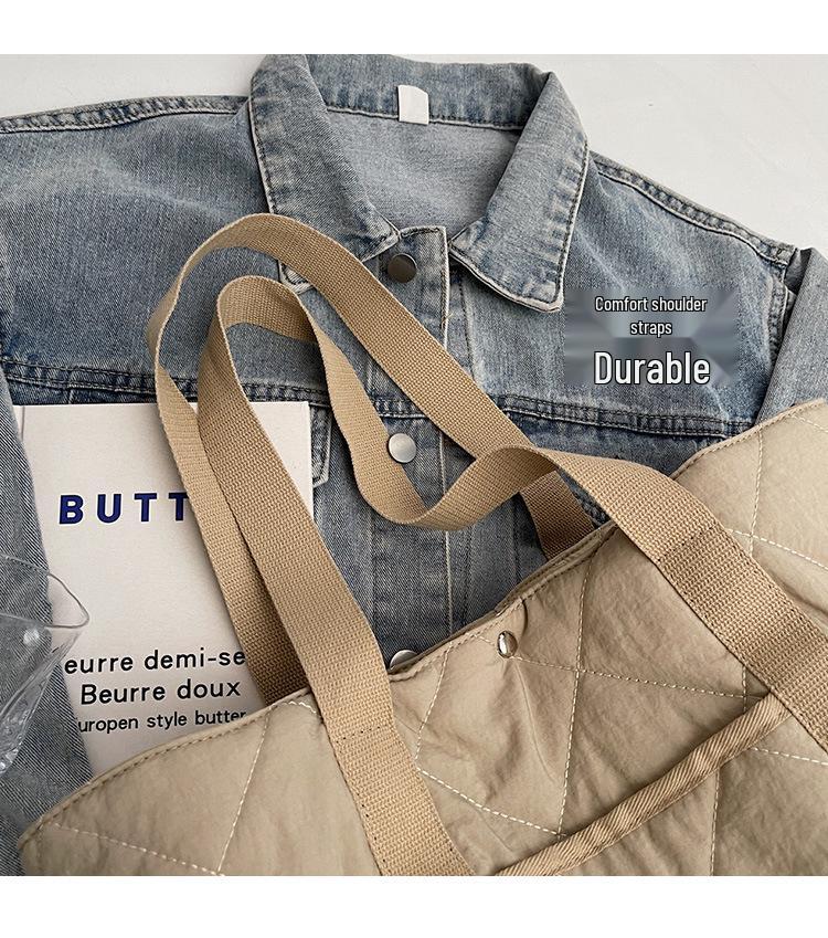 2025 Neue Übergroße Baumwollgepolsterte Tragetasche - Grenzüberschreitend Japan & Südkorea Herbst/Winter Schulterhandtasche für Damen