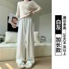Bent pocket glutinous rice pants women's pants women's new autumn and winter thin lazy wind straight pants casual velvet wide-leg pants