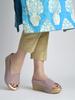 Shoetopia Womens Shimmer Wedge Sandals | Slip-On Platform Comfort Wedges for Casual, Office & Party Footwear