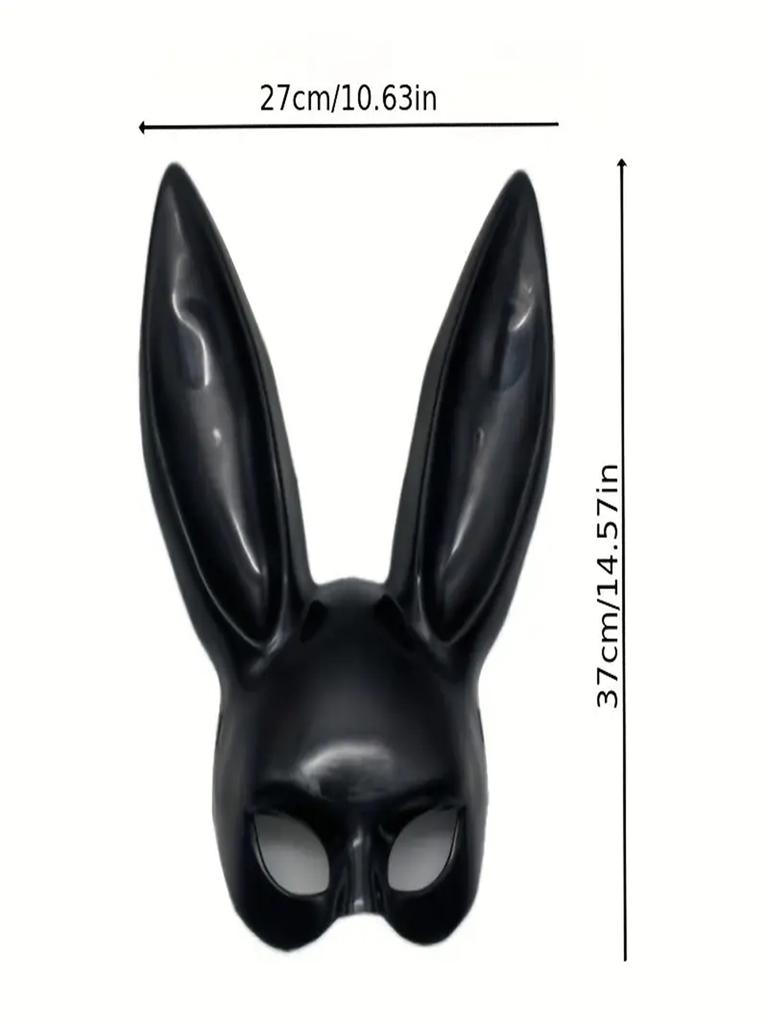 1Pc Rabbit Glossy Mask Black and White Nightclub Masquerade Halloween Party Dress Up Mask
