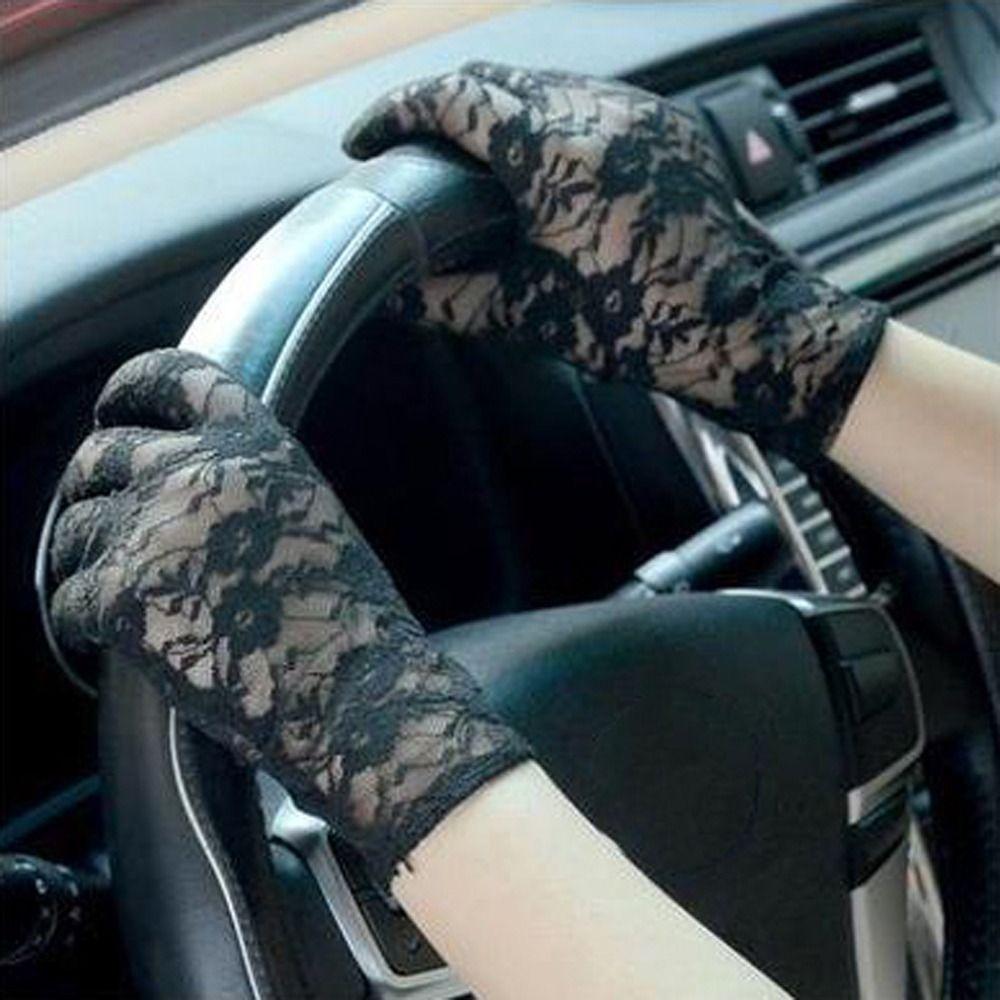 Thin Sunscrean Gloves Sun Protection Mesh Hollow Gloves Lightweight Lace Flower Gloves Riding