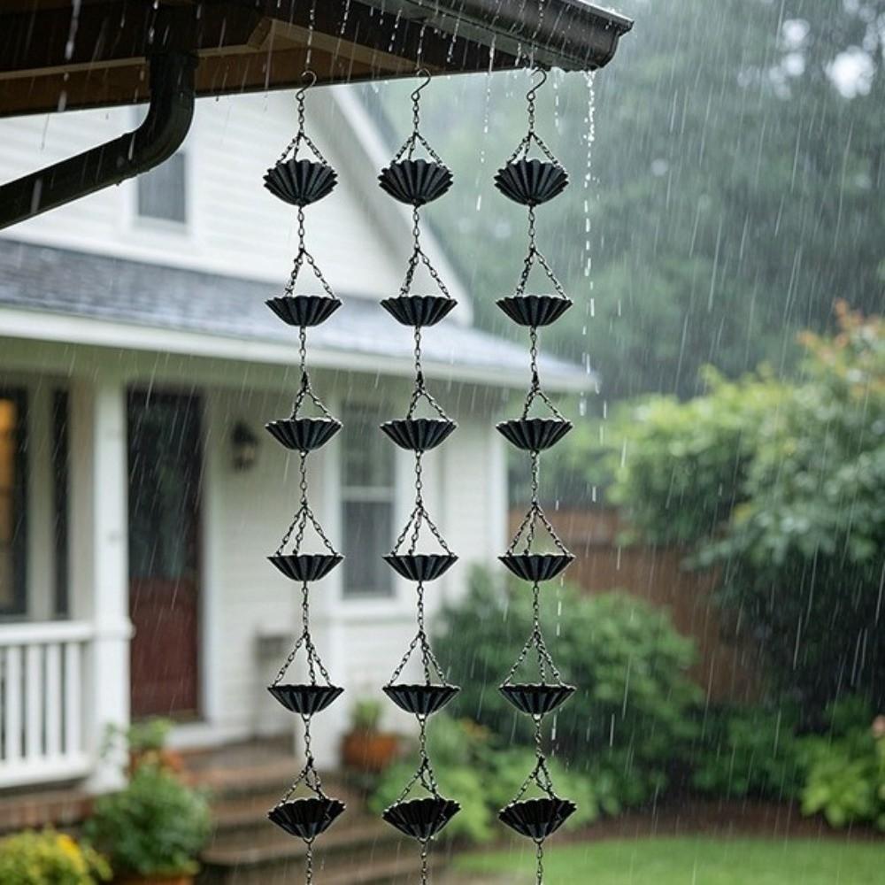Japanese Style Rain Chain for Gutters 7 Cups Eaves Water Drainage Chain Outdoor Garden