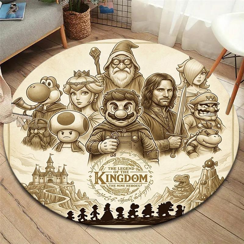 Super Mario Round Area Rug Carpet Rug For Living Room Bedroom Sofa Playroom Decor Nonslip Floor Mat