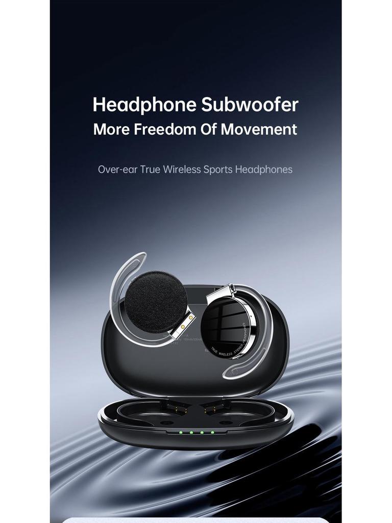 F2 Wireless Bluetooth Earbuds with Clip-on Ear Hooks for Business, Commuting, or Running - Compatible with Huawei, Apple, and Android Devices.