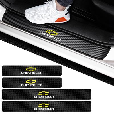 4Pcs Carbon FiberCar Door Threshold  Sticker Decal For Lacetti Aveo Cobalt Cruze Malibu Trax Camaro Sail Captiva Epica