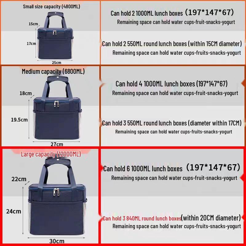 Customizable Large Capacity Handheld Insulated Lunch Bag with Thickened Aluminum Foil