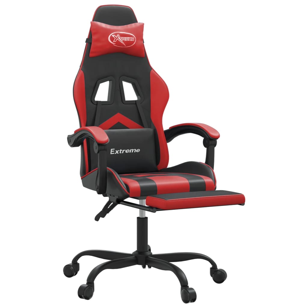 Gaming Chair with Footrest Black and Red PU Leather