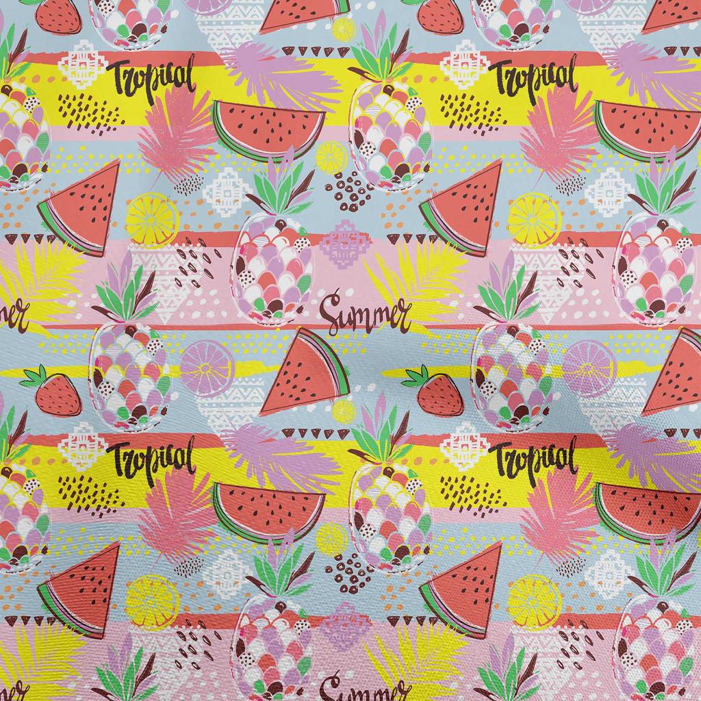 oneOone Cotton Flex Dusty Blue Fabric Tropical Sewing Material Print Fabric By The Yard 40 Inch