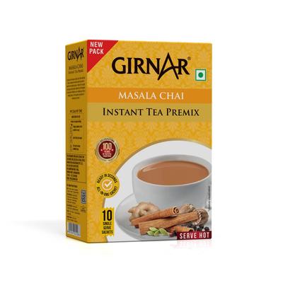 Girnar Instant Masala Tea Premix 10 Sachets – Authentic Spiced Assam Chai Powder, Vegan, Aromatic Travel-Friendly Indian Beverage