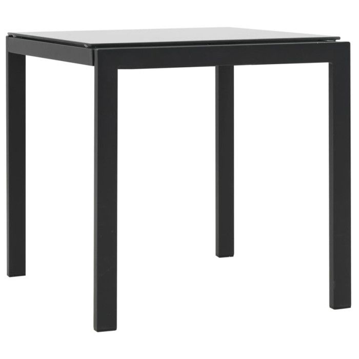 VidaXL Chaises longues 2 pcs et table Résine tressée et textilène Noir