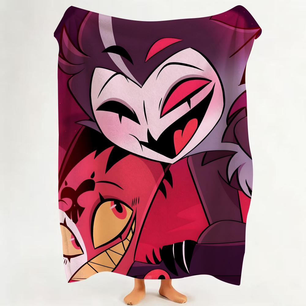 cartoon H Helluva B Boss Throw Flannel Throw Blanket Suitable for Sofa Living Room Bedroom