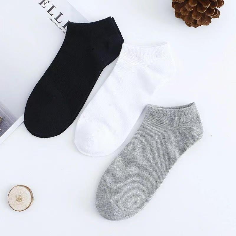 Zhuji Korean Style Unisex Ankle Socks - Seasonal, Sweat-Absorbent, Odor-Resistant, Low-Cut, Black/White/Grey Minimalist Design.