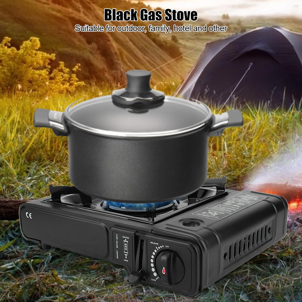 Tragbarer Outdoor-Camping-Husedold Dual-Use-Edelstahl-Schwarz-Heizgaskocher