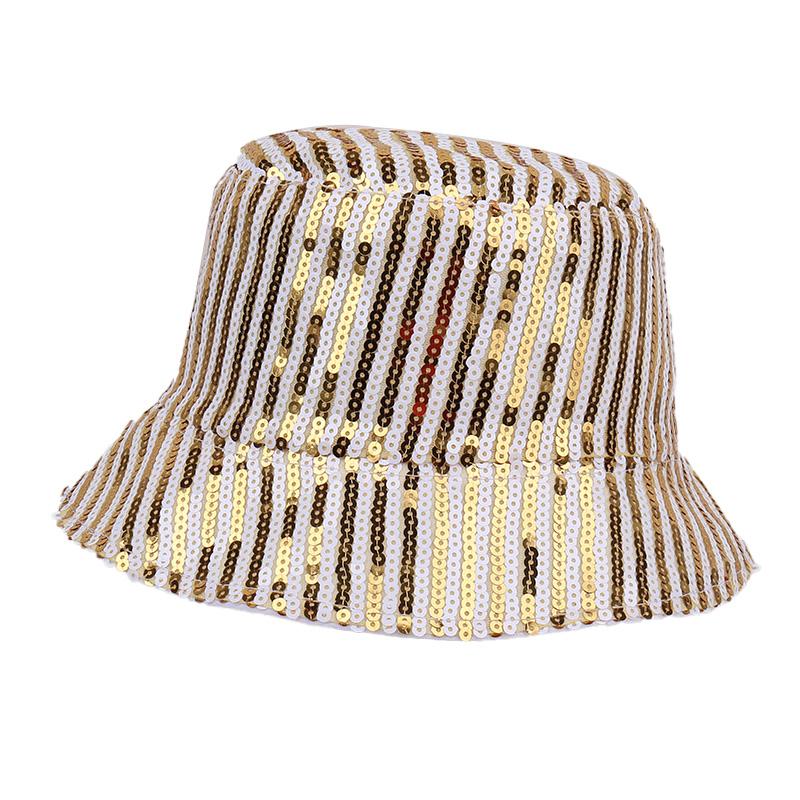 Modny kapelusz rybacki w paski z cekinami dla dzieci, wszechstronny kapelusz przeciwsłoneczny na zewnątrz, dekoracja sceniczna