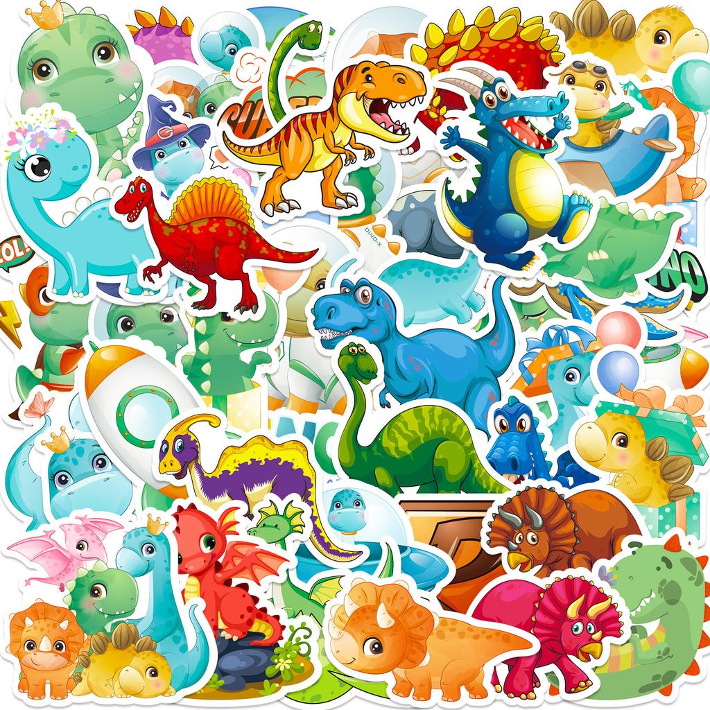 50 Cartoon Dinosaur Series Stickers Creative Cartoon Animals Q Version Dinosaur Graffiti Stickers Refrigerator Diy Stickers