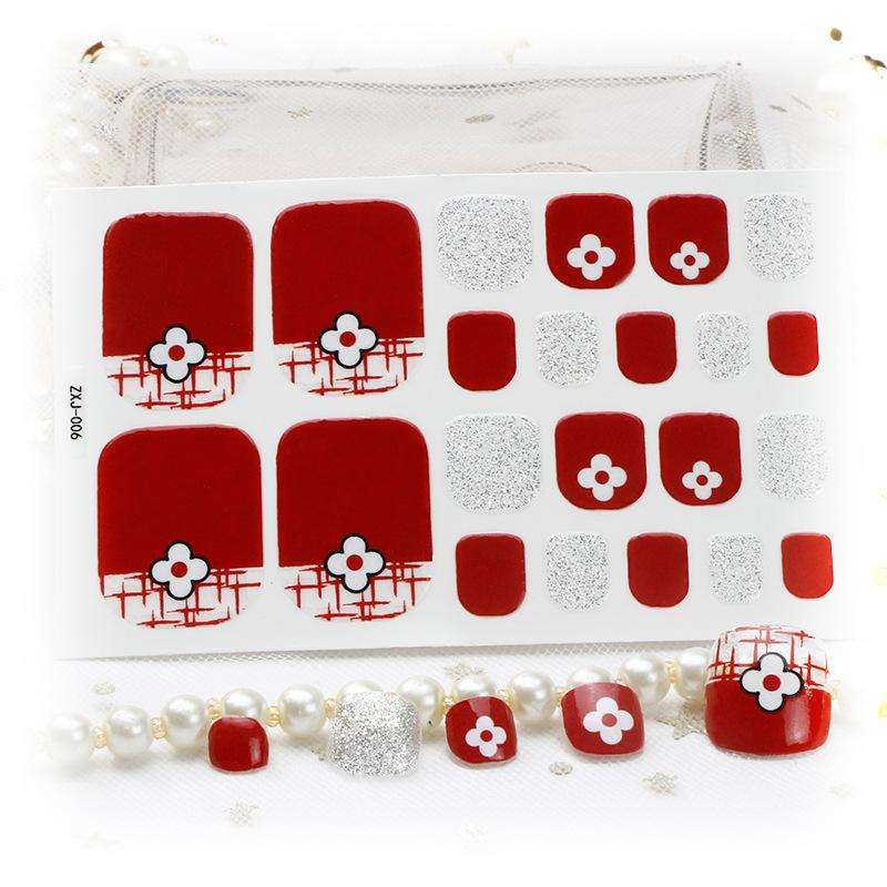 New Summer Foot Stickers Waterproof Beach Toe Nail Stickers Girls Simple Little Chrysanthemum Nail Stickers