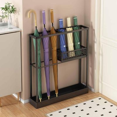 Iron Umbrella Holder Freestanding Large Capacity Umbrella Stand Rack with Drip Tray for Office Home Entryway Indoor Storage