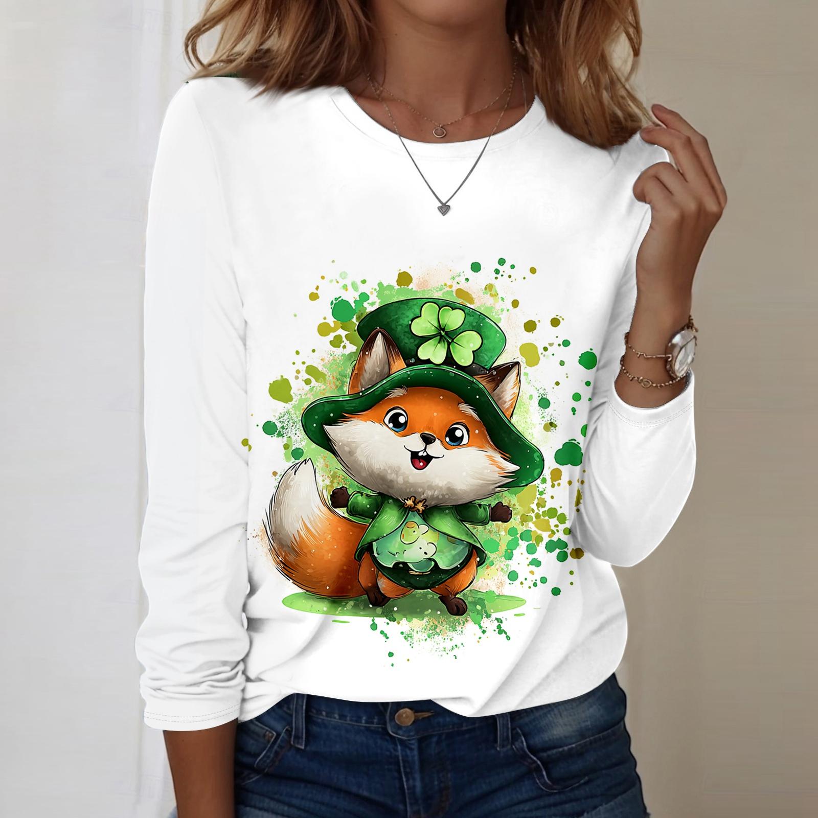 

женский топ с круглым вырезом, свободного кроя, с длинными рукавами и принтом в виде листьев S белый