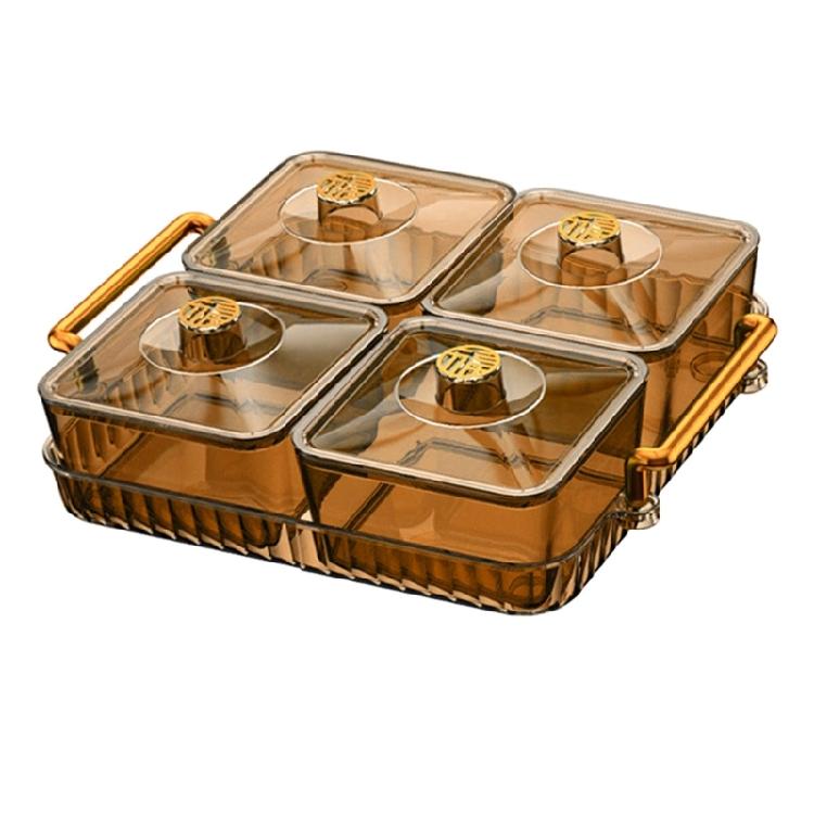 Nonslip Divided Snacks Fruit Tray With Lid Snacks Fruit Tray Removable Snacks Platter Candy Storage Box Easy to Use