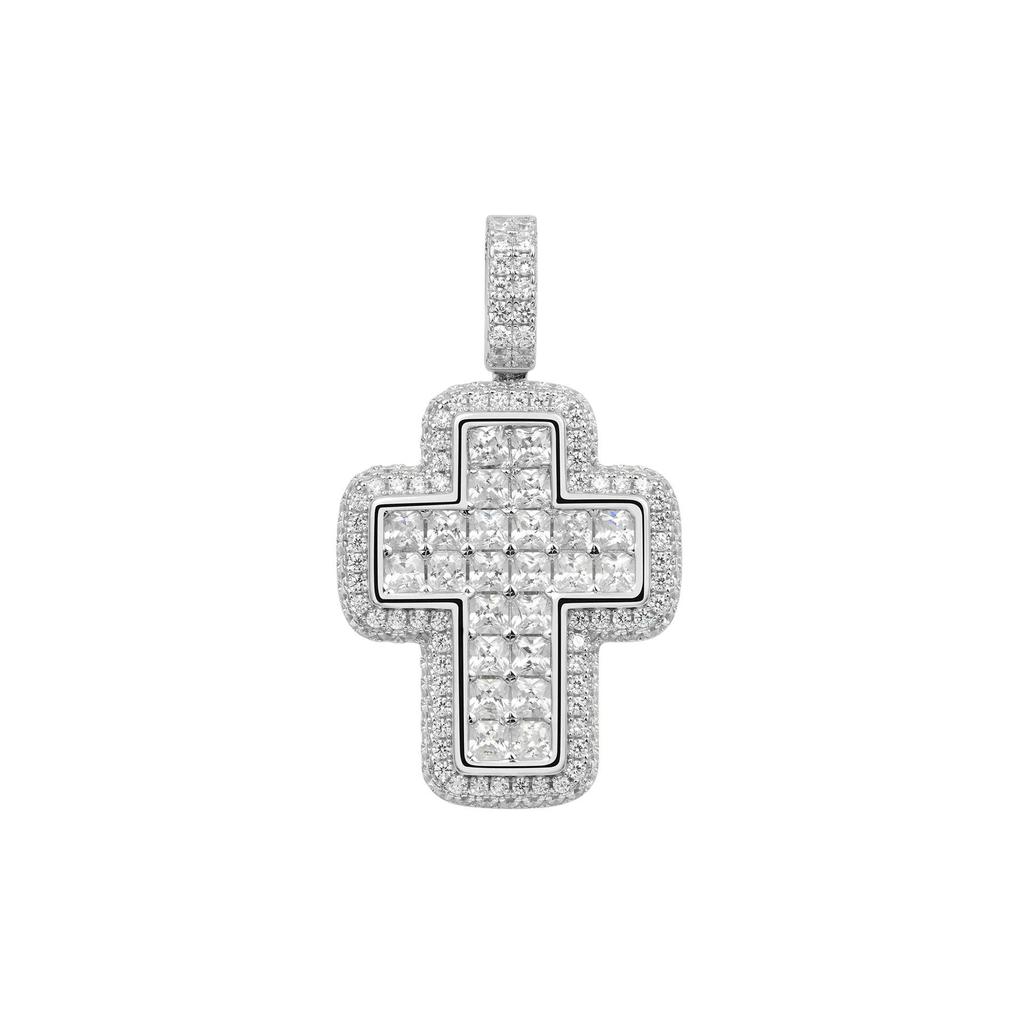 Gold-Plated Cross Necklace with Rhinestones and Micro-Set Zircon Pendant - Hip Hop Clavicle Chain for an Elegant European and American Style
