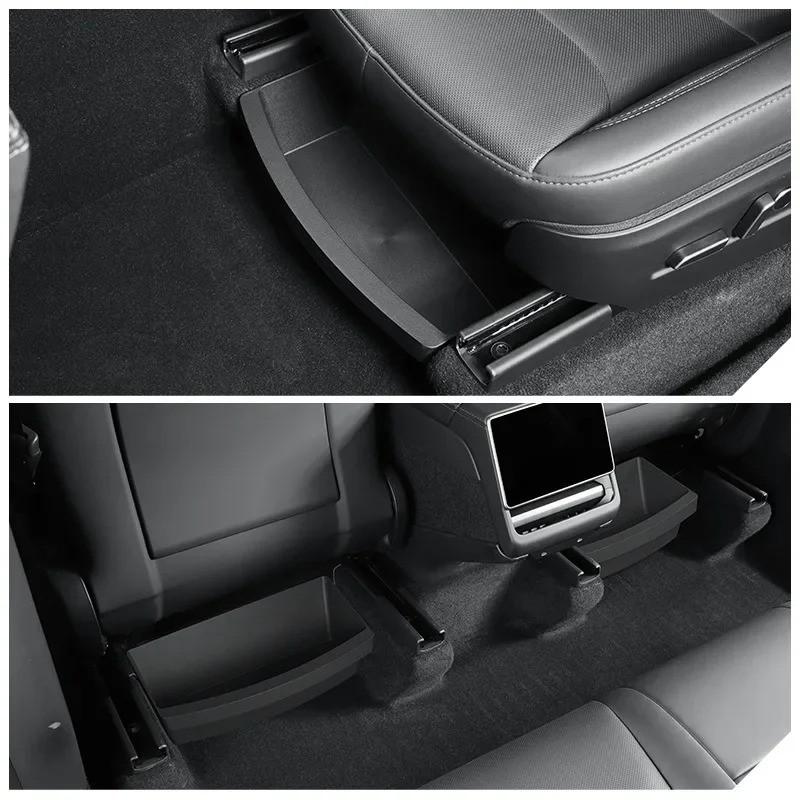 For Tesla Model Y Accessories    2024 2025, TPE Front Seat Storage Box Organizer with Trash Can Function
