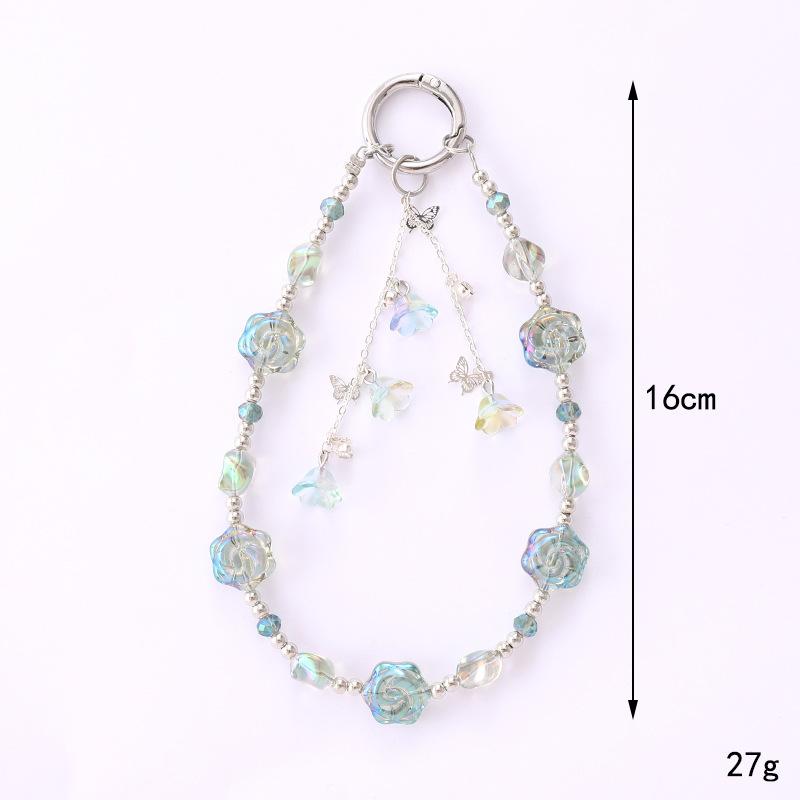 New Gradient Trumpet Flower Pendant Short Phone Chain Women's Bag Charm Keychain Pendant