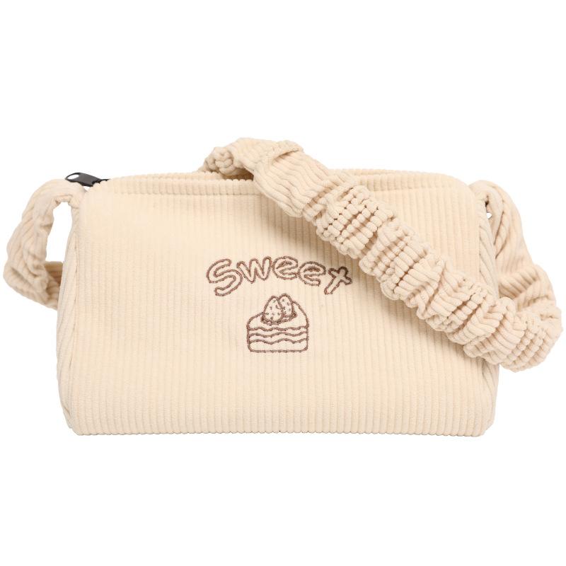 

2025 new Korean version corduroy bag women s college girl Korean retro pillow bag solid color shoulder armpit bag