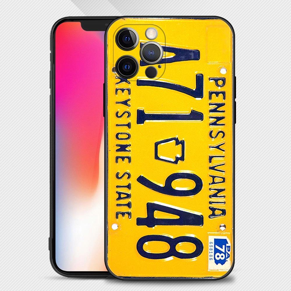 Retro Funny License Plate Number Car Case For Apple iPhone 15 14 13 12 11 Pro Mini XS Max XR X 7 8 Shell Capa