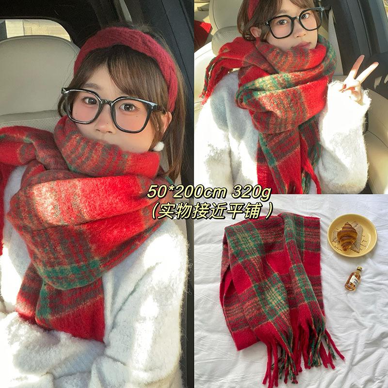 Christmas Series New Red Atmosphere Scarf Collection Women's Winter Wind Advanced Autumn and Winter Warm Scarf