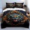 Chinese Lion Decorative Set Soft Comfortable Duvet Cover Bedding Set Included 1*Duvet Cover & 2*Pillowcases, Gift