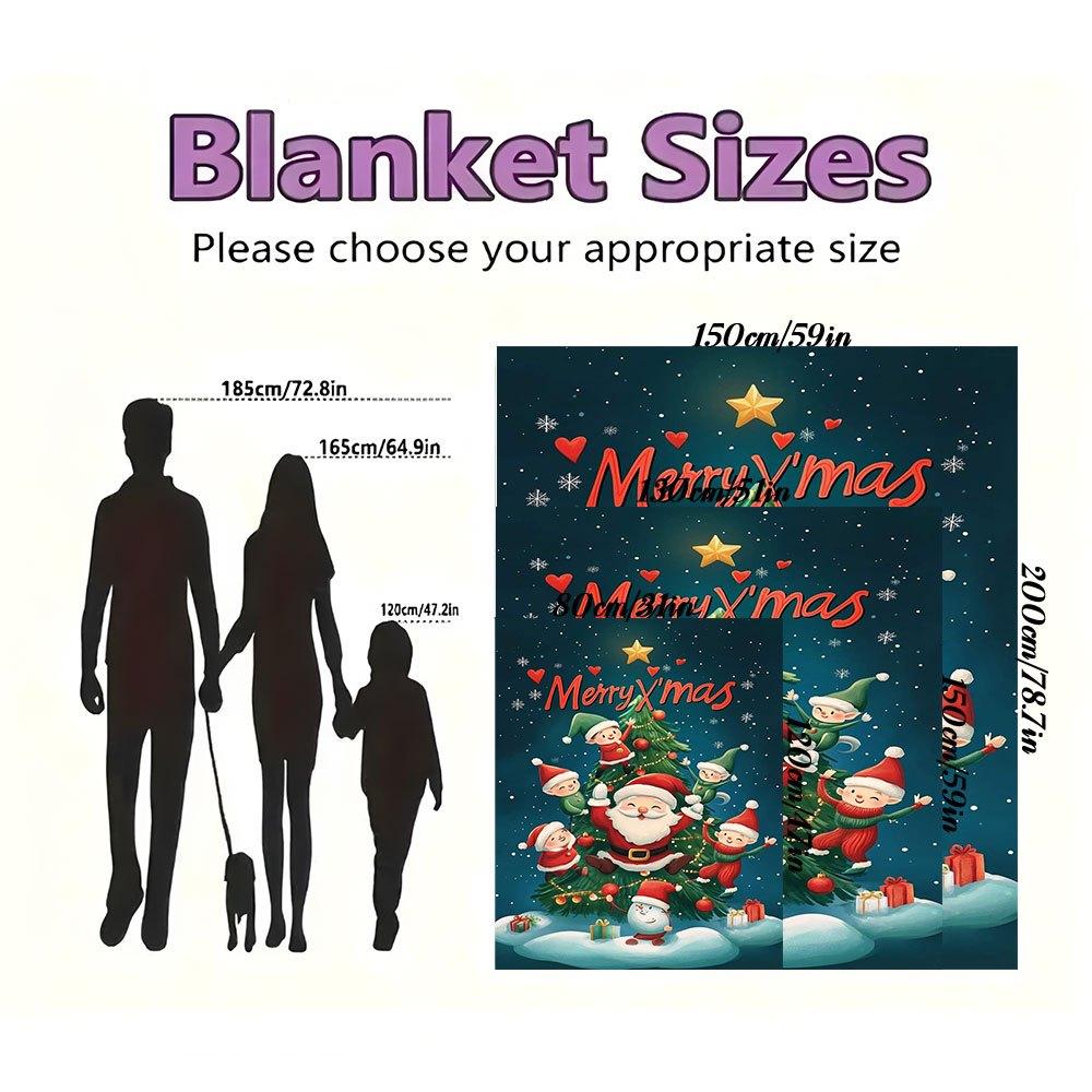 "Merry Christmas Elf & Santa Claus Decorations"Blanket Flannel Throw Blanket for Sofa, Bed, Travel, Camping, Office