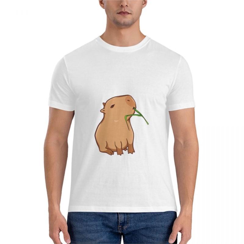 Capybara with a Leaf, Eat Your Greens! Classic T-Shirt Oversized T Shirt Men T Shirts for Men Mens Vintage T Shirts