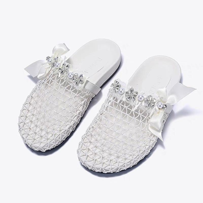 Flats Women Slippers Crystal Shoes Slingback Casual Shoes Summer Cozy Woman Sandals 2025 Designer Trend Zapatos Female