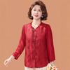 Chiffon Shirt for Stylish Moms - Elegant Mid-Age Spring Clothing with Gauze Sleeves, New Chinese National Style Top for Spring/Summer