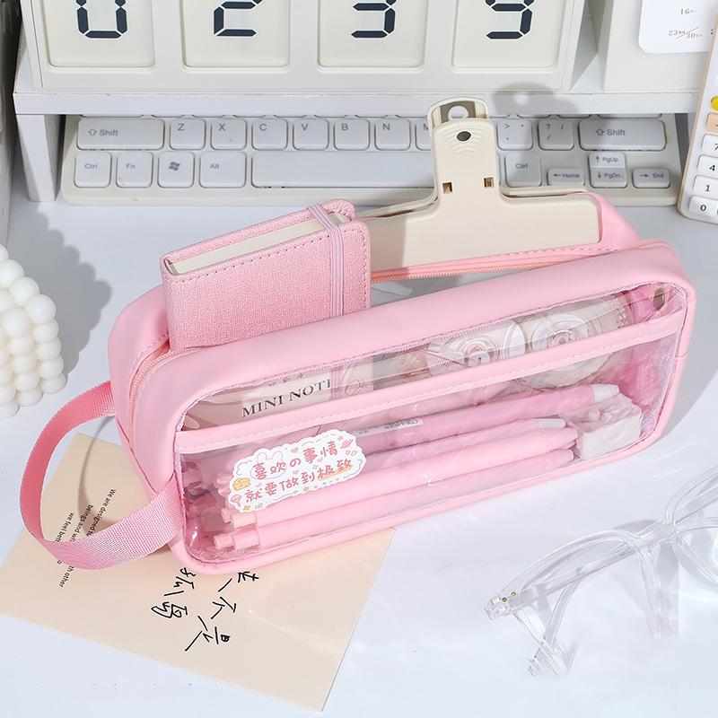 Transparent Large Capacity Pencil Bag Ins Style School Case Stationery Holder Waterproof Portable Pen Case Pencil Storage Bag