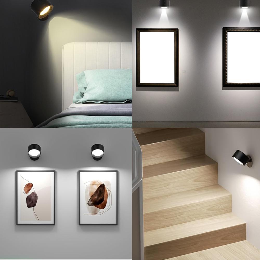 2pcs Wall Light 360° Rotatable LED Magnetic Under Cabinet Lights Illumination Touch Control Remote Usb Charging Dimmable Lamp