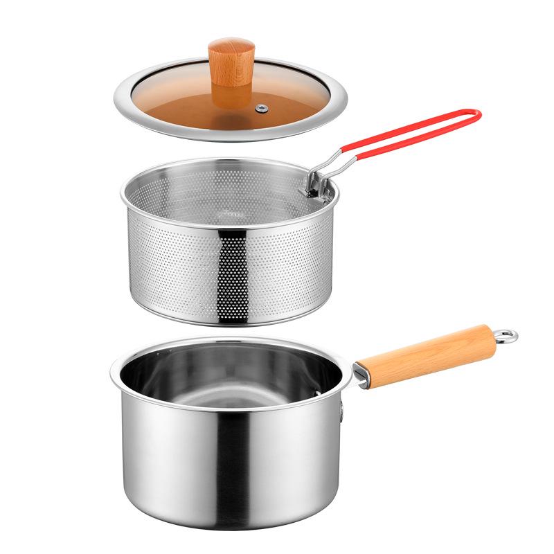 Multifunctional Mini Deep Fryer & Milk Pot with Frying Basket