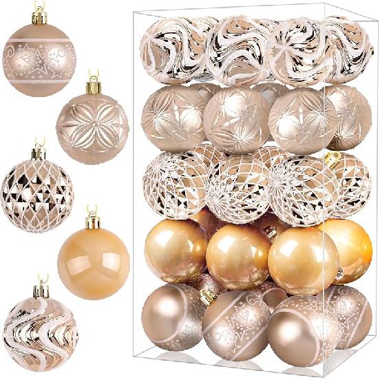 30 PCS Christmas Balls Ornaments, 2.36-Inch Hanging Balls, Shatterproof Plastic Decorative Hanging Ornaments, Christmas Baubles for Xmas Tree Party шампанского