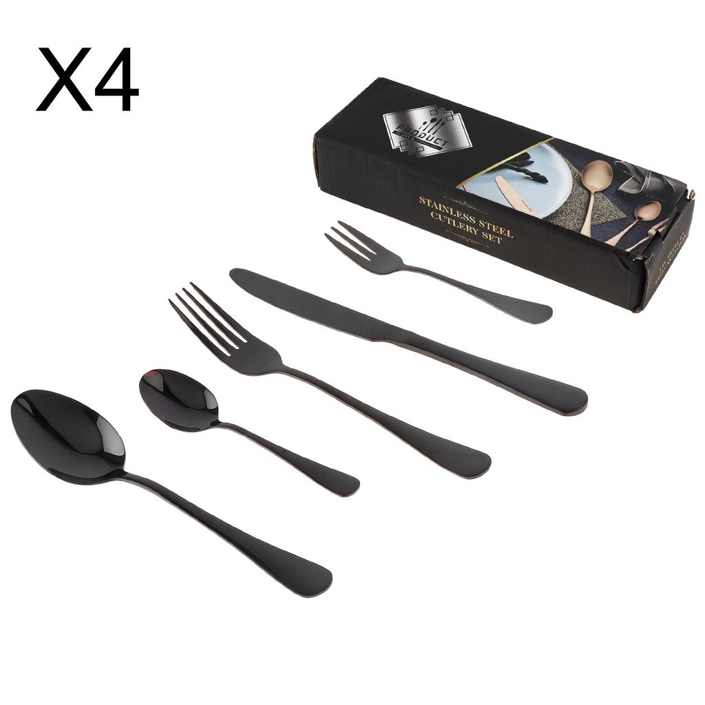 24pcs Stainless Steel Tableware Set Food Grade Tableware Fork and Spoon Set Mirror Finished Utensil Sets