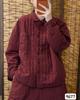 Women's Casual Quilted Long Sleeve Jacket - Solid Color, Loose Fit, Thin Cotton, Linen Blend