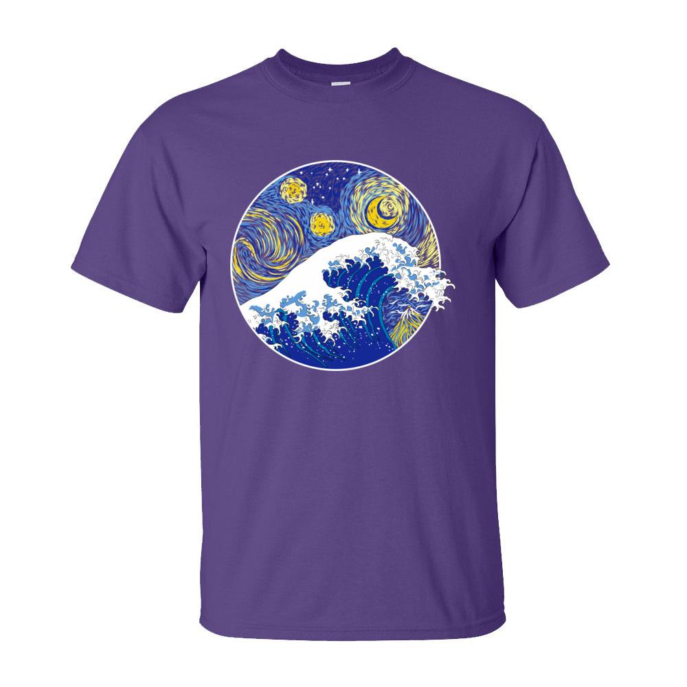 Tops TShirt Men Great Starry Wave T Shirt Thanksgiving Day Short Sleeve 100 Cotton Crew Neck Mens TShirt Personalized