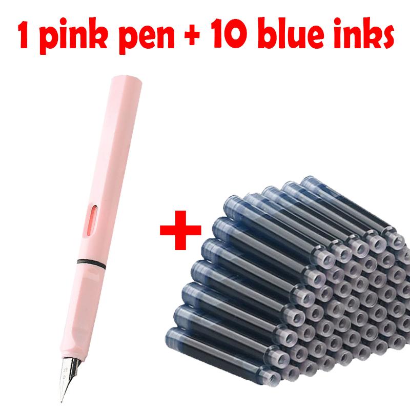 Set di 11 penne stilografiche da 0,38 mm con inchiostro sostituibile per una scrittura fluida, cancelleria multifunzionale per ufficio e materiale di apprendimento