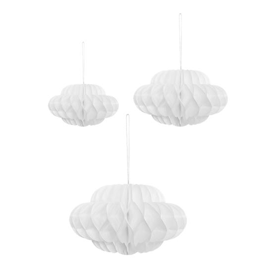Cloud Hanging Honeycomb Decoration 3D Artificial Clouds Honeycomb Ornaments for Wedding Birthday Nursery Room Baby Shower Decor