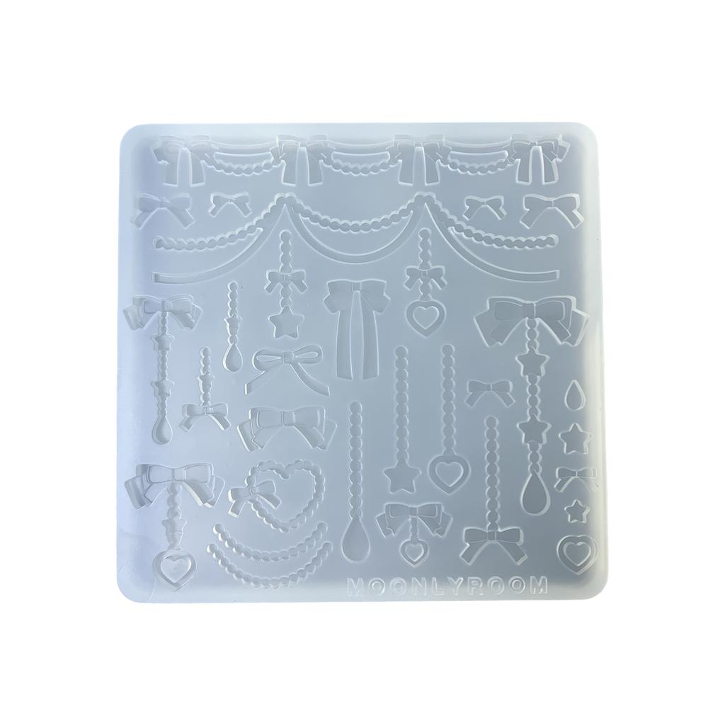 Silicone Bowknot and Bead Chain Accessories Mould Unique Epoxy Resin Jewelry Making Molds for Crafting Enthusiasts